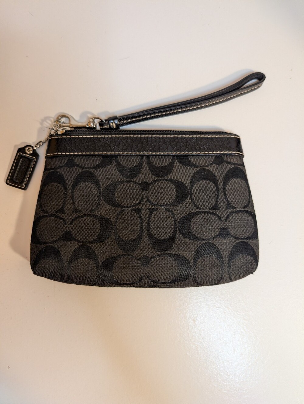 Coach Signature Black Canvas Wristlet